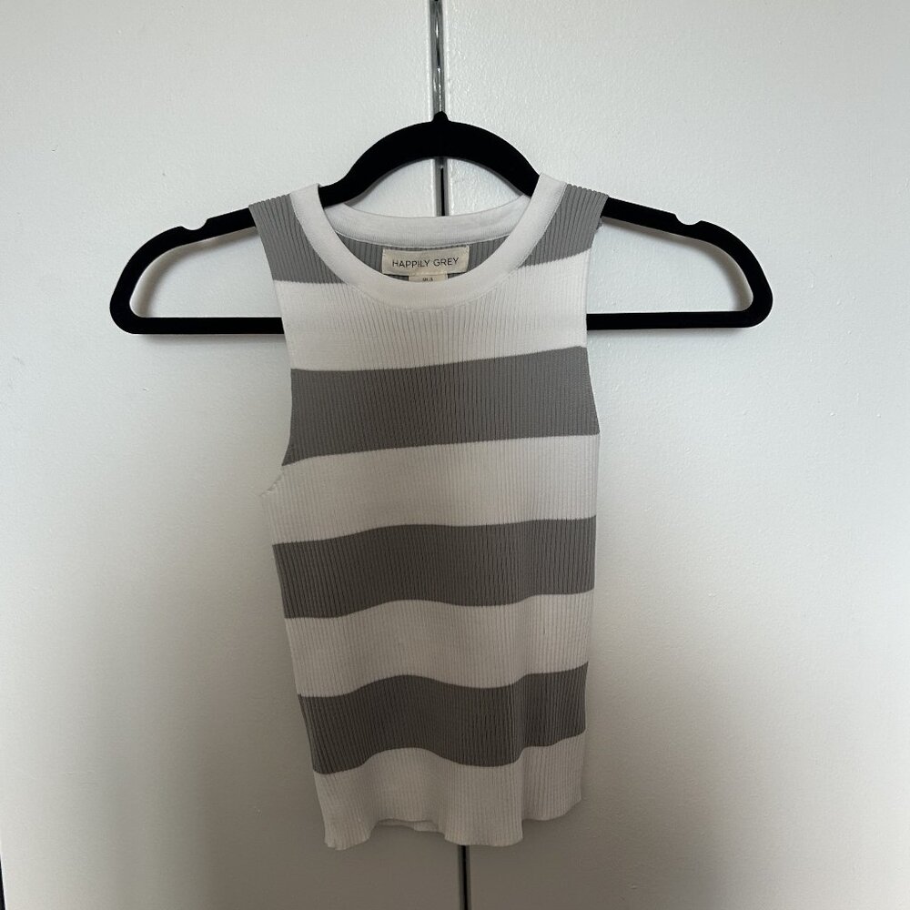 Grey and White Striped Tank